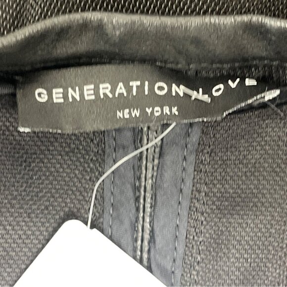Generation Love Black Draped Open Front Jacket W/ Leather Quilted Sleeves - New - Picture 6 of 8